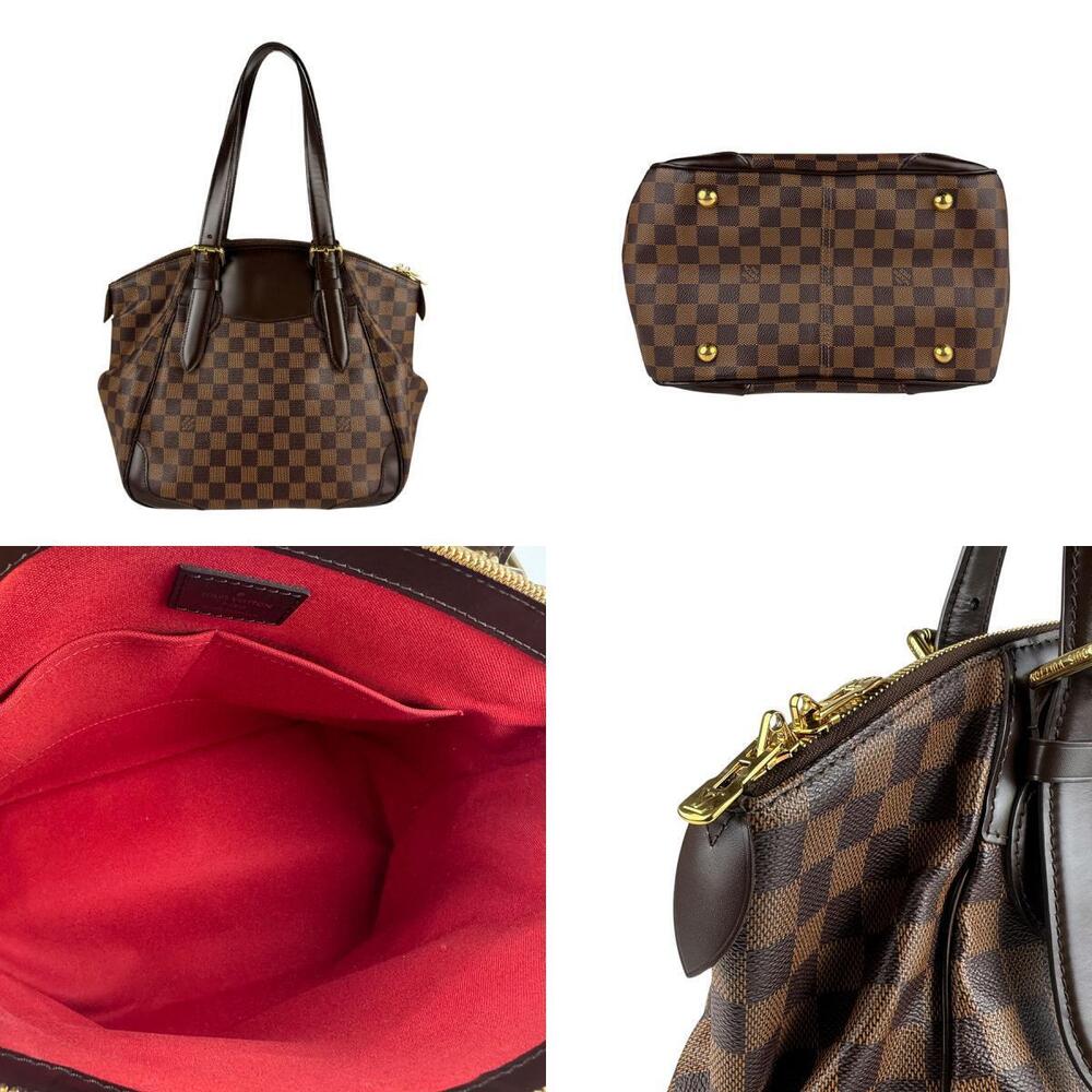 Louis Vuitton Damier Ebene Brown Verona Handbag Canvas Ebene Brown Leather - Picture 3 of 4